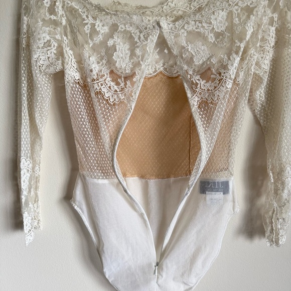 Vintage Jiki Monte-Carlo Creations Women's Bridal Lace Silk Wool Bodysuit S - Picture 11 of 14